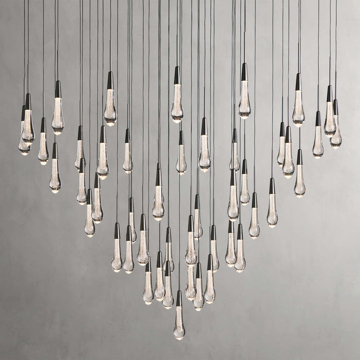 Denise Raindrop Glass Round Solitaire Chandelier