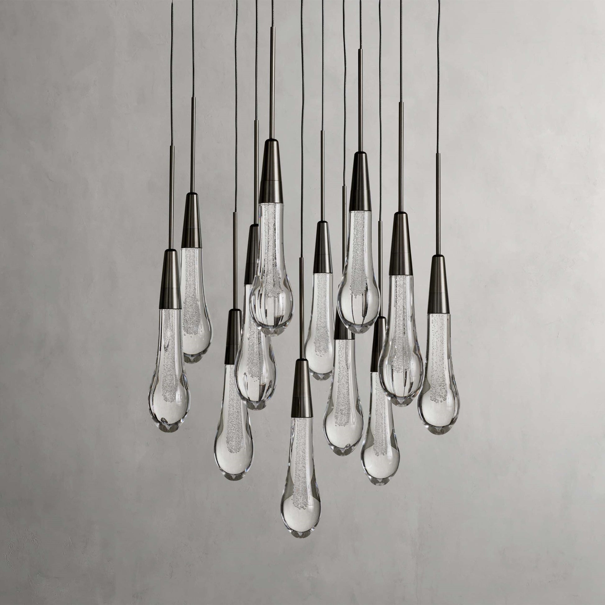 Denise Raindrop Glass Round Solitaire Chandelier