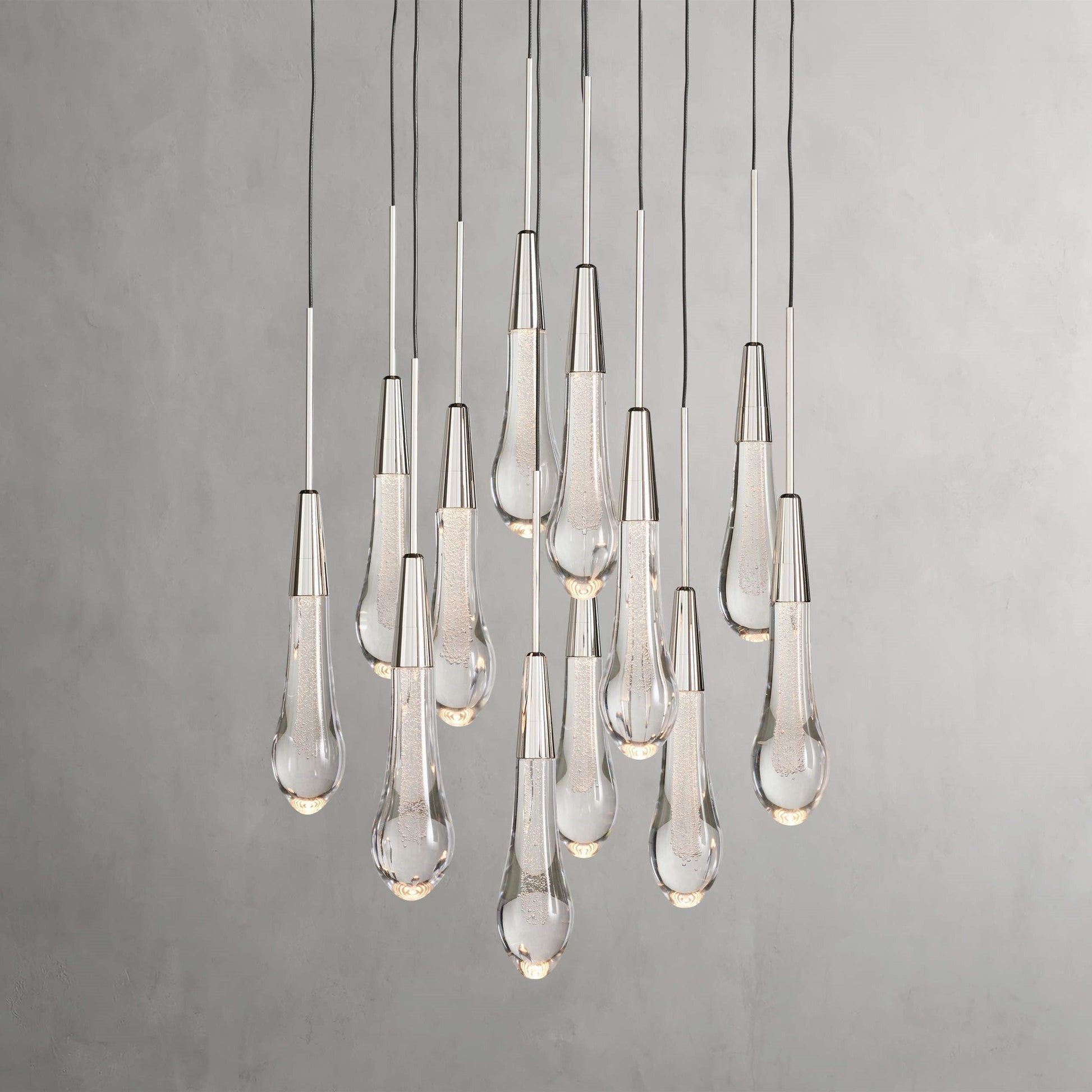 Denise Raindrop Glass Round Solitaire Chandelier