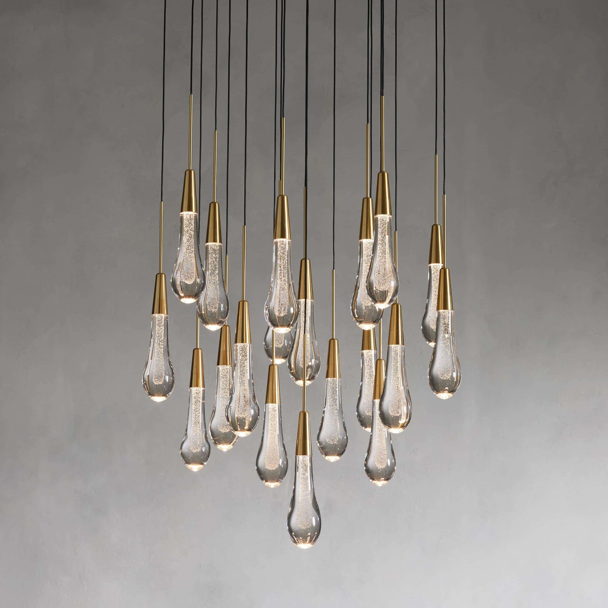 Denise Raindrop Glass Round Solitaire Chandelier