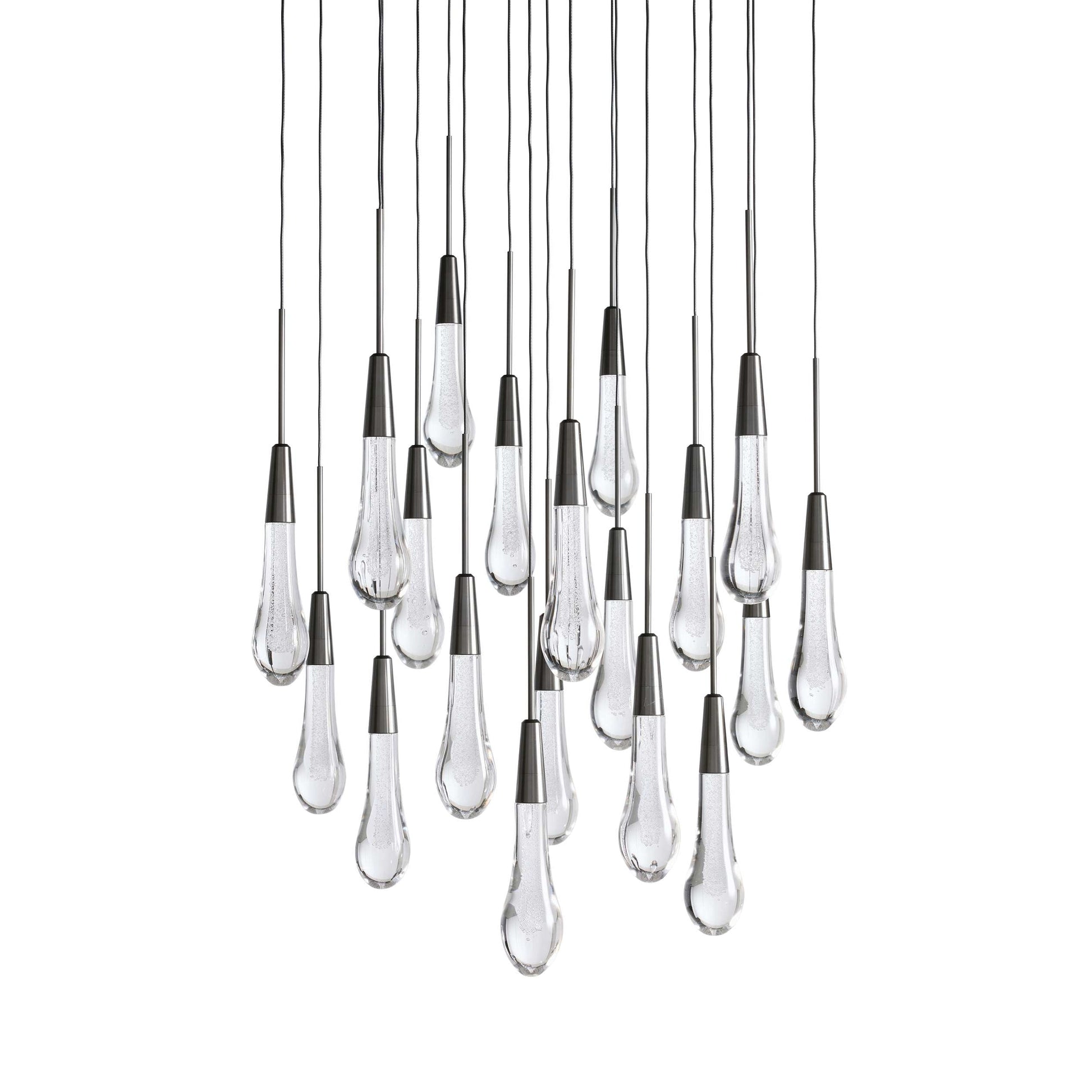 Denise Raindrop Glass Round Solitaire Chandelier