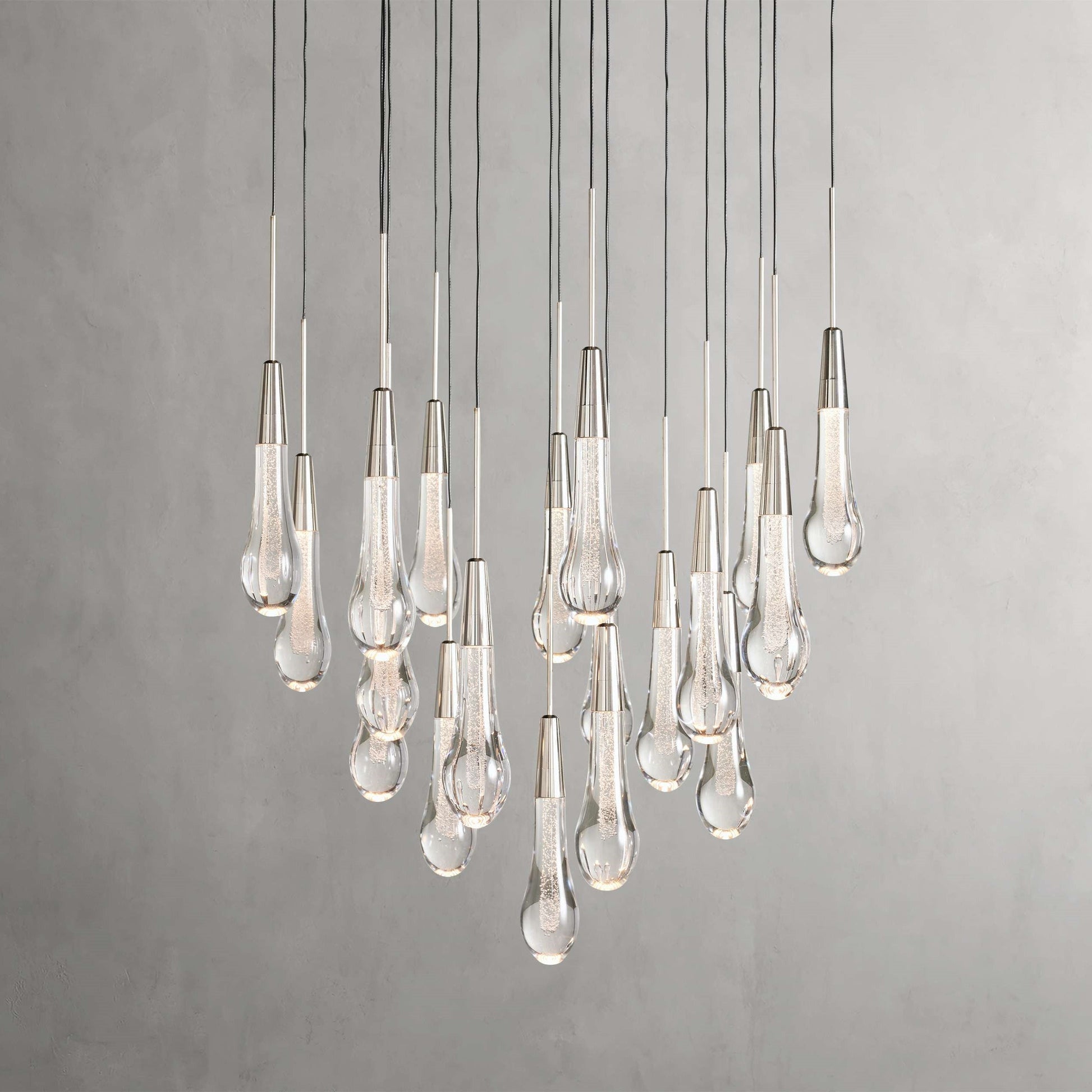 Denise Raindrop Glass Round Solitaire Chandelier