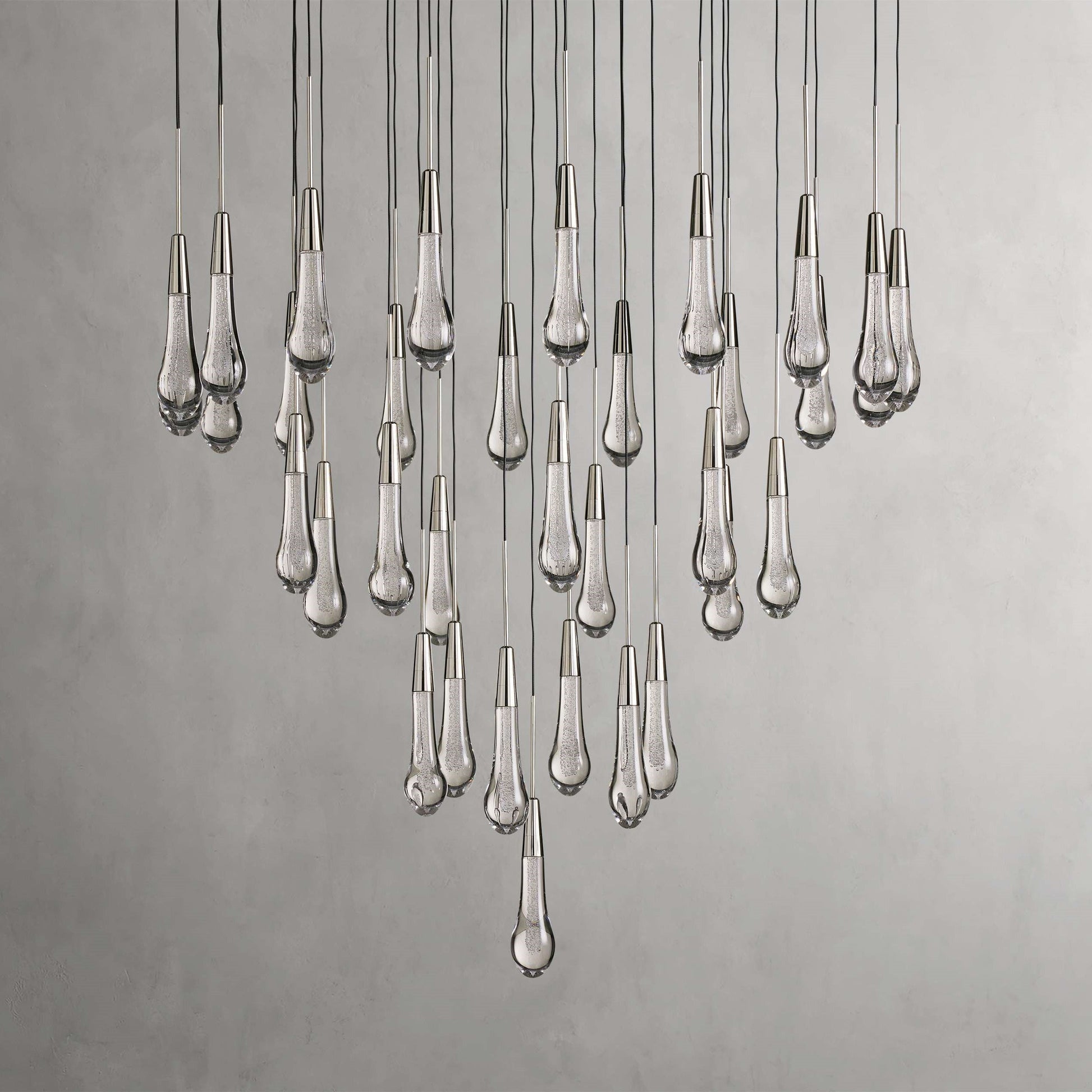 Denise Raindrop Glass Round Solitaire Chandelier