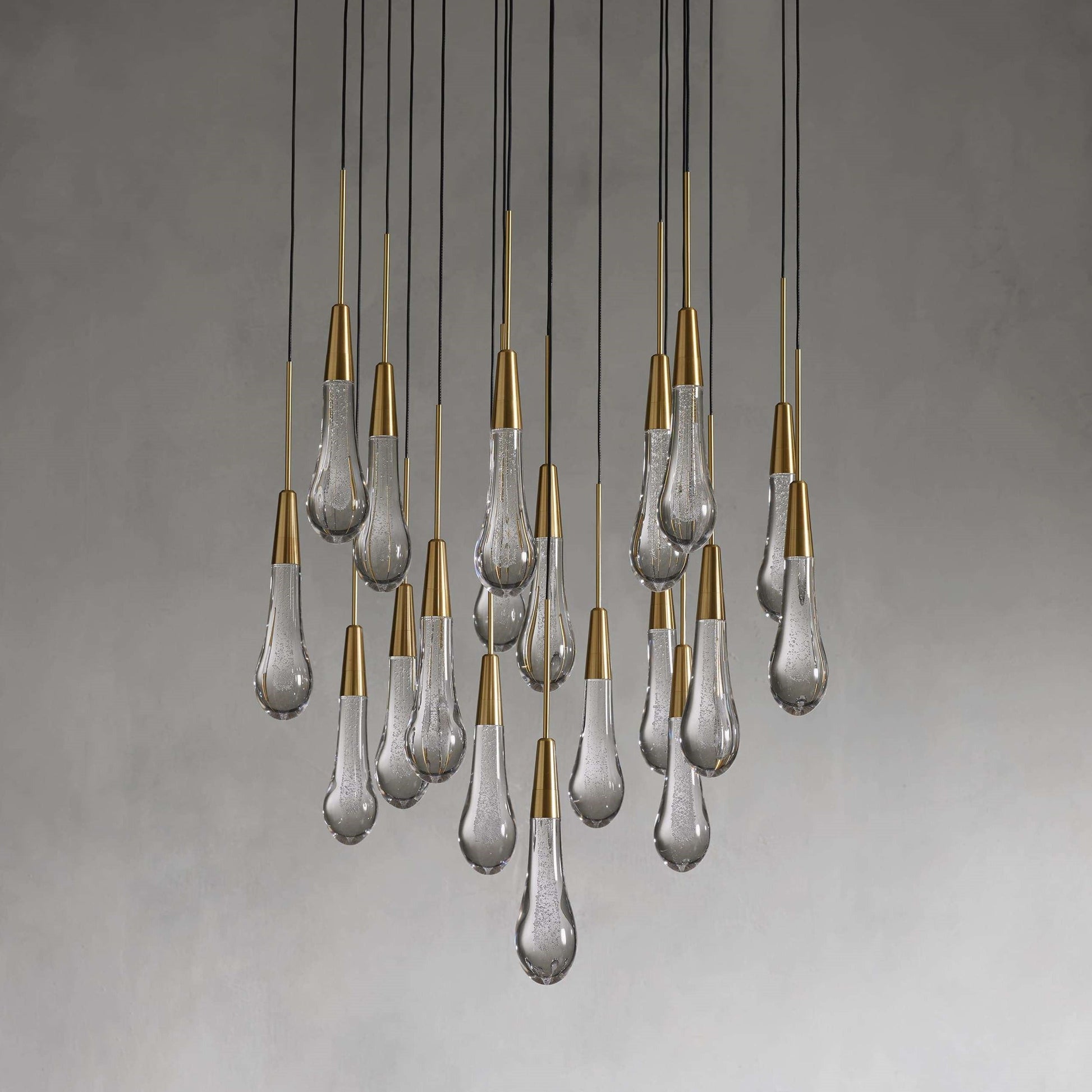 Denise Raindrop Glass Round Solitaire Chandelier