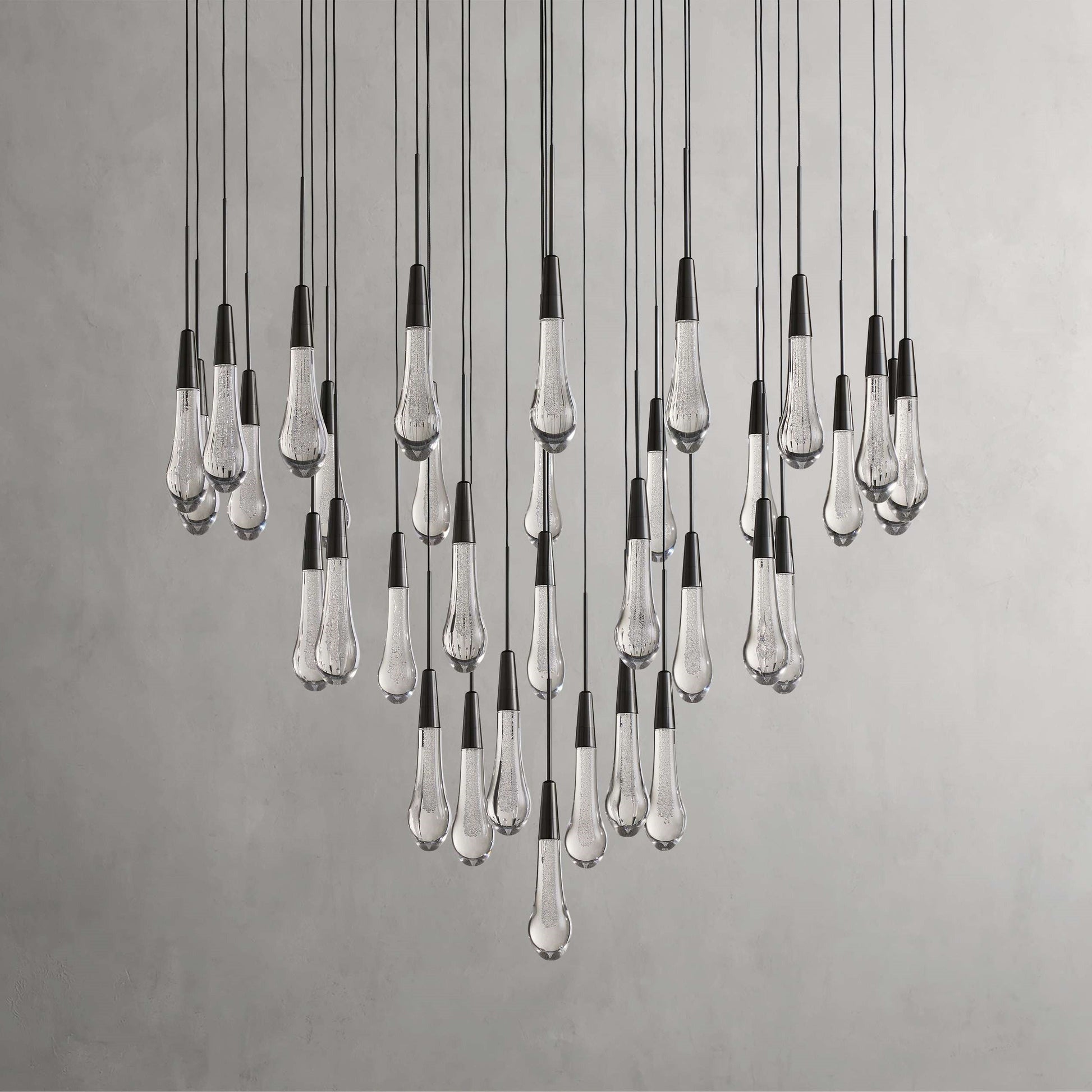 Denise Raindrop Glass Round Solitaire Chandelier