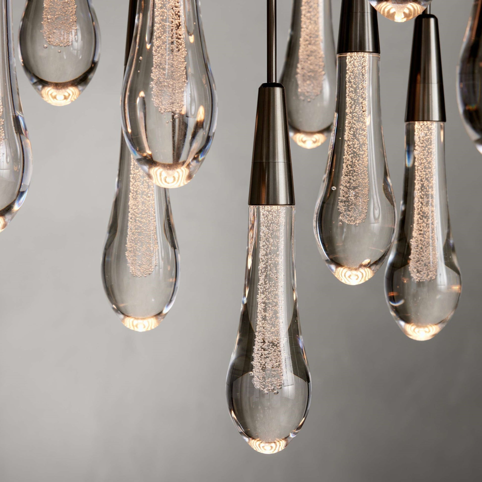Denise Raindrop Glass Round Solitaire Chandelier