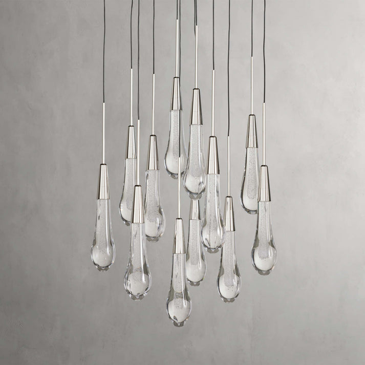 Denise Raindrop Glass Round Solitaire Chandelier