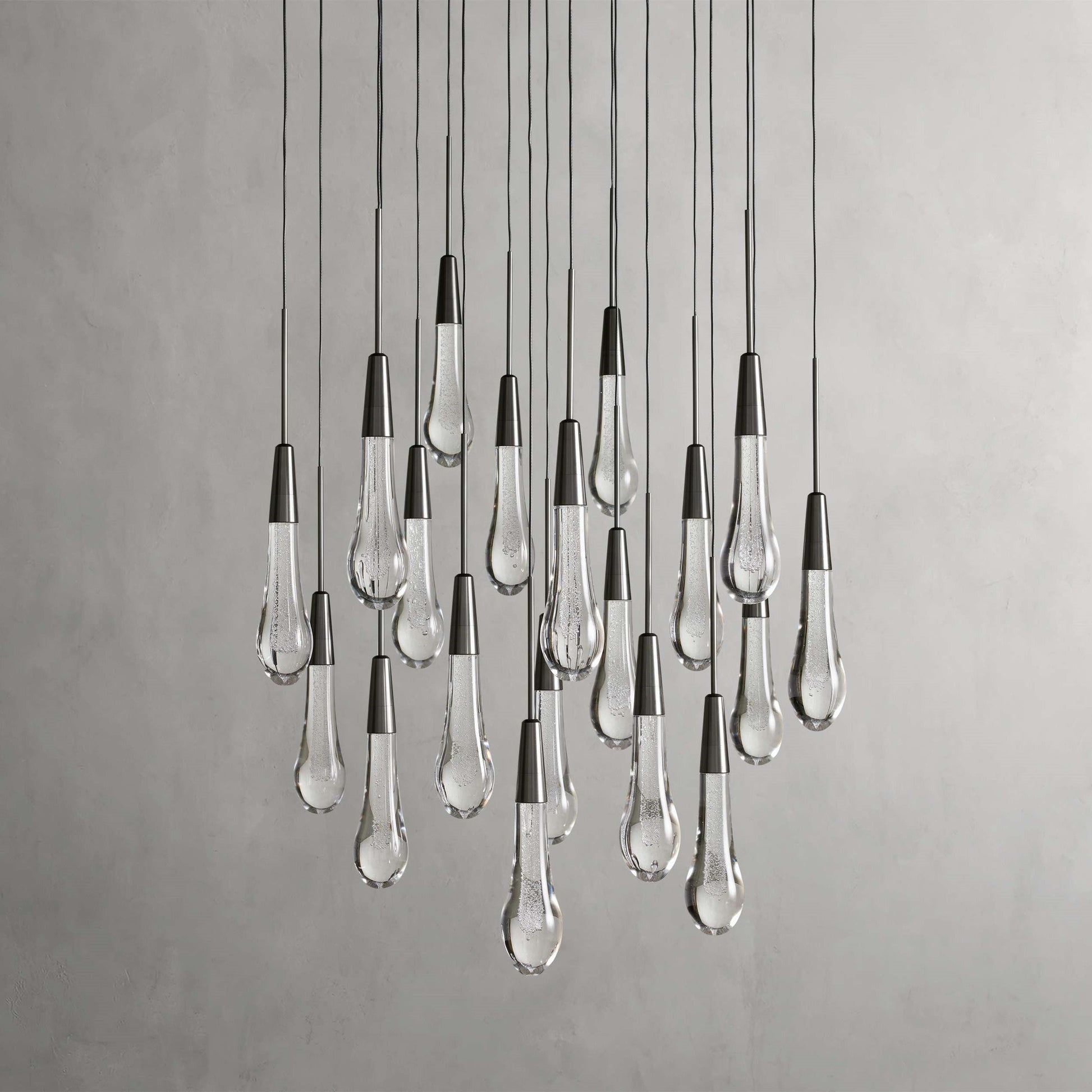 Denise Raindrop Glass Round Solitaire Chandelier