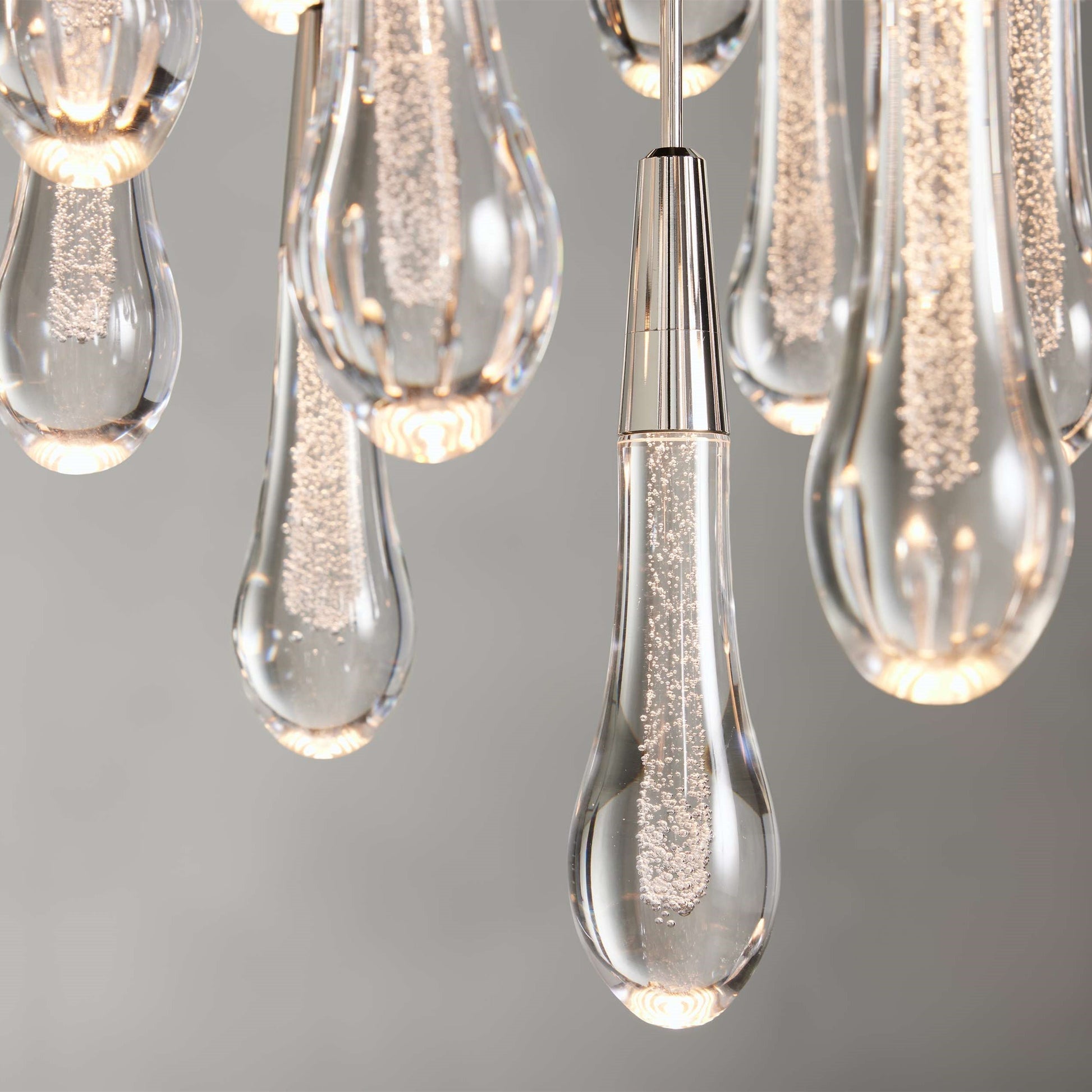 Denise Raindrop Glass Round Solitaire Chandelier