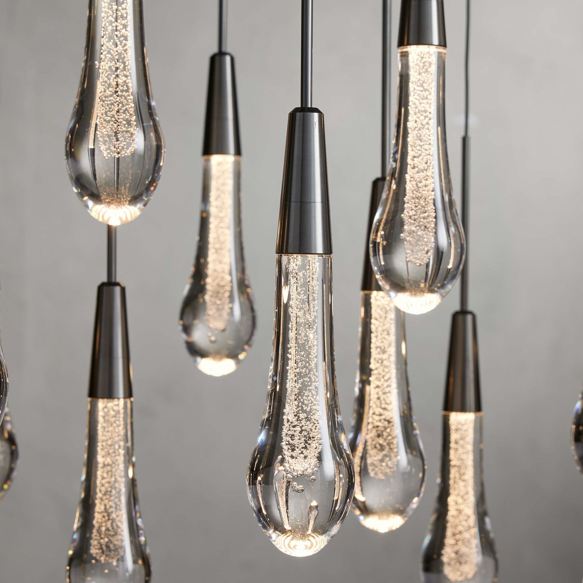 Denise Raindrop Glass Round Solitaire Chandelier