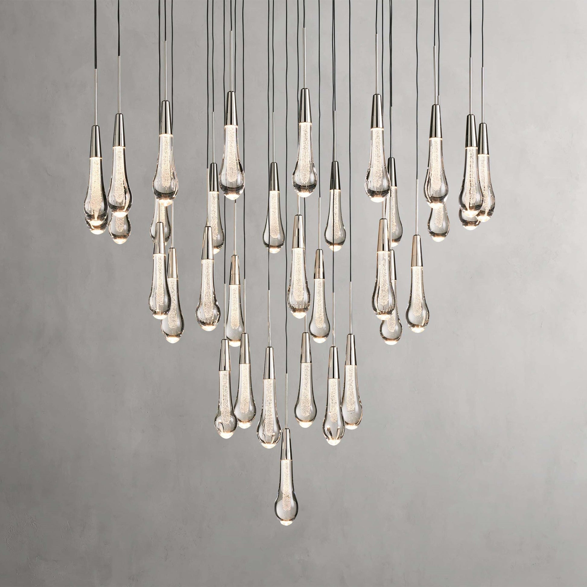 Denise Raindrop Glass Round Solitaire Chandelier
