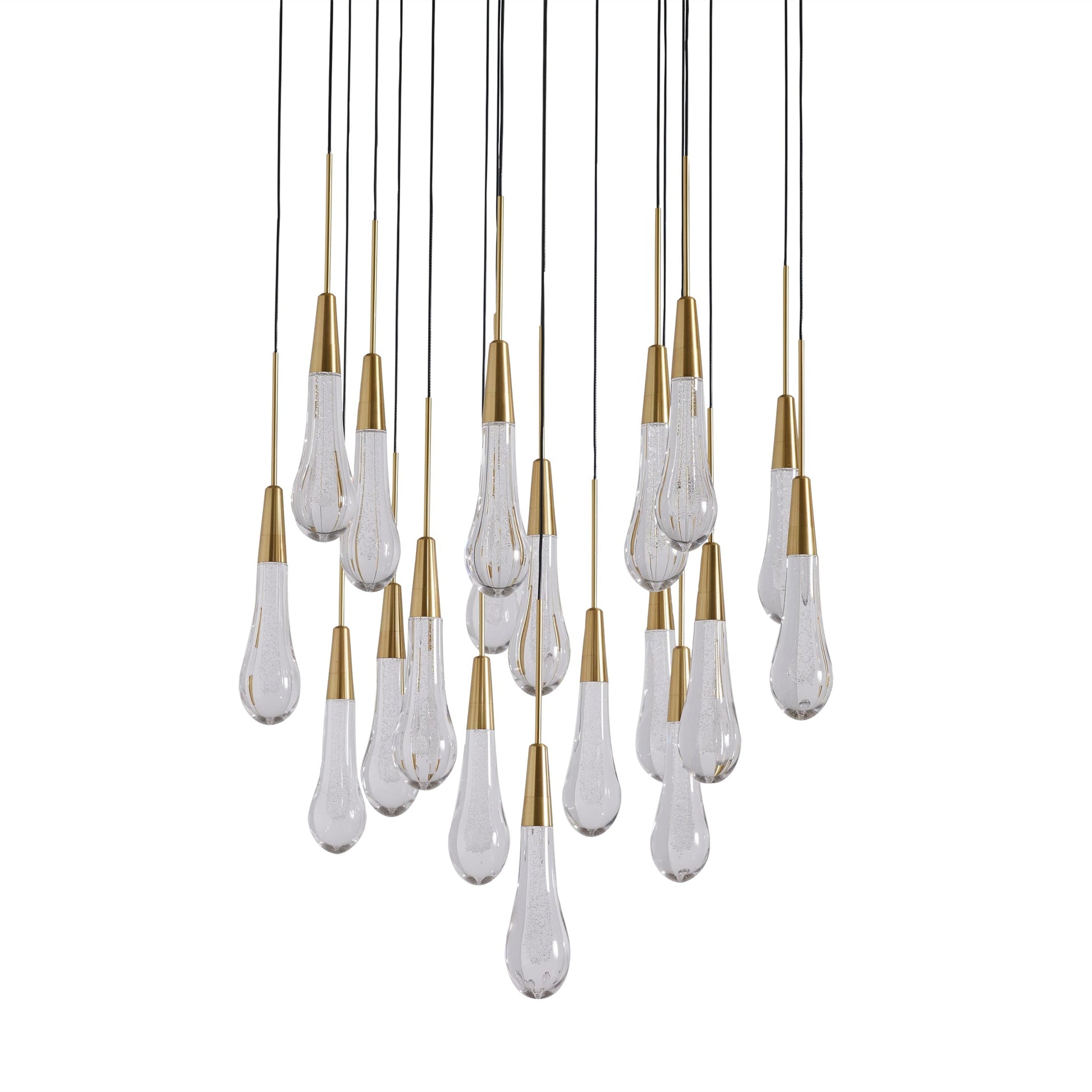 Denise Raindrop Glass Round Solitaire Chandelier