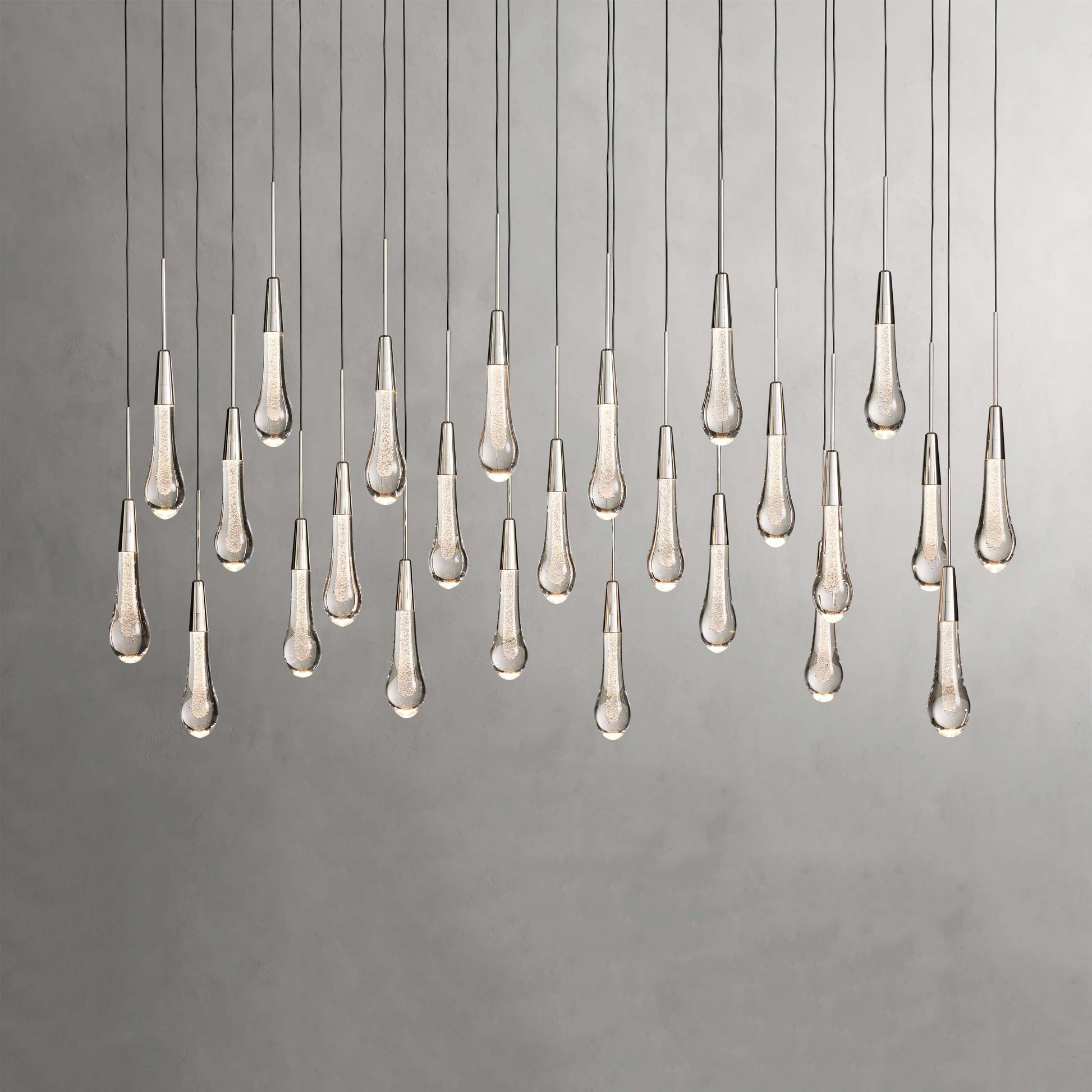 Denise Raindrop Glass Solitaire Linear Chandelier