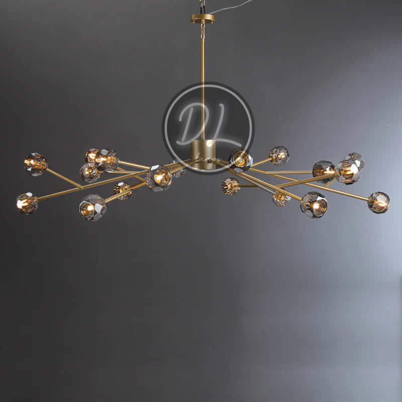Dawn- Modern Design Niche Unique Hexagonal Crystal Chandelier-Lacquered Brass