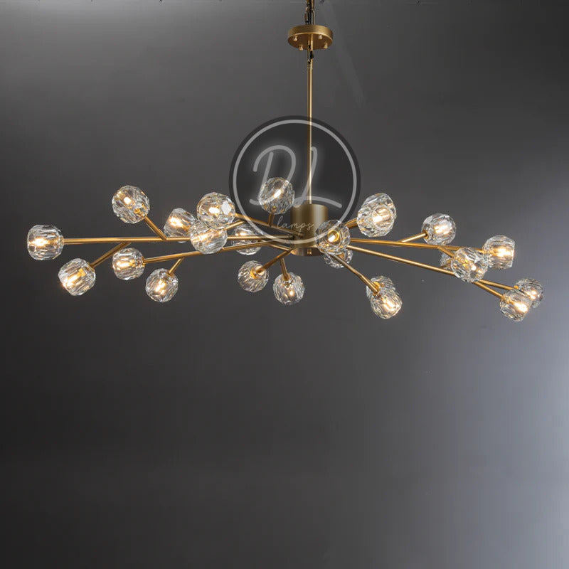 Dawn- Modern Design Niche Unique Hexagonal Crystal Chandelier-Lacquered Brass