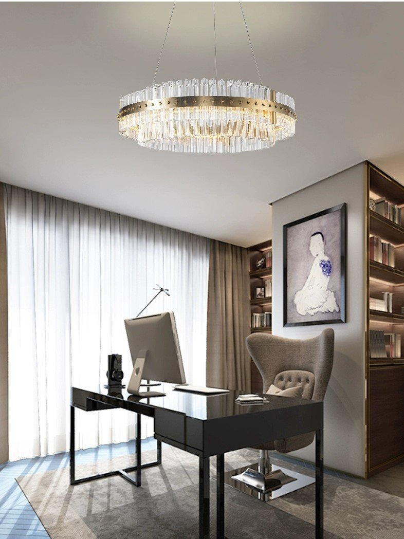 Denise Aquinox 2-Tier Oval Crystal Ring LED Chandelier