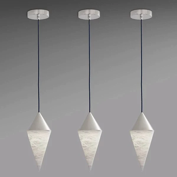Modern Alabaster Cone Pendant, Single Pendant Light