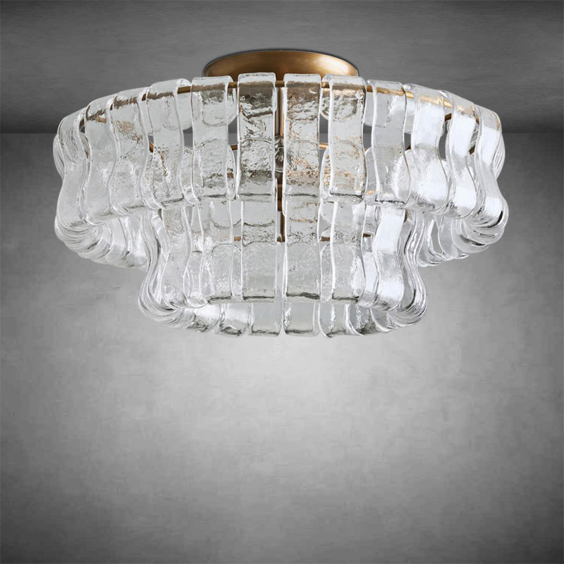 Denise Ghiaccio Glass Flush Mount Chandelier For Bedroom