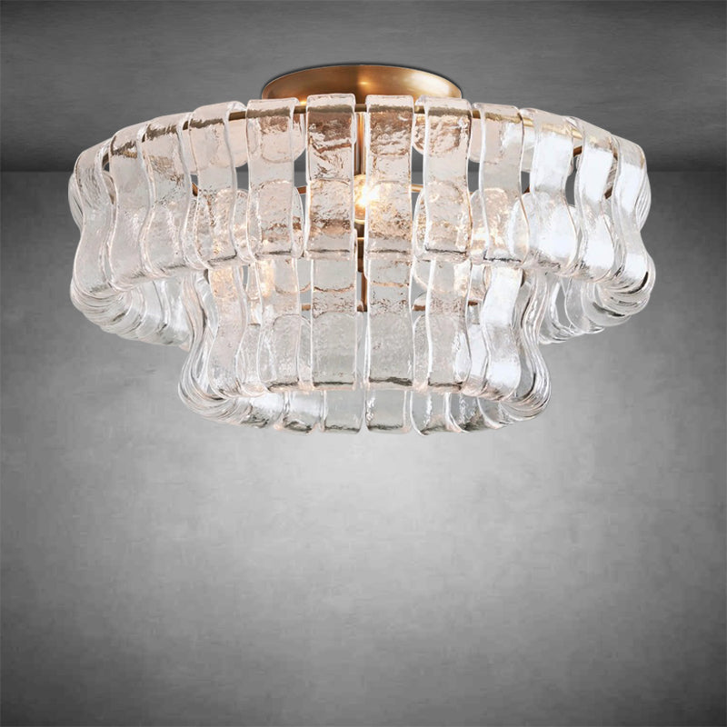 Denise Ghiaccio Glass Flush Mount Chandelier For Bedroom