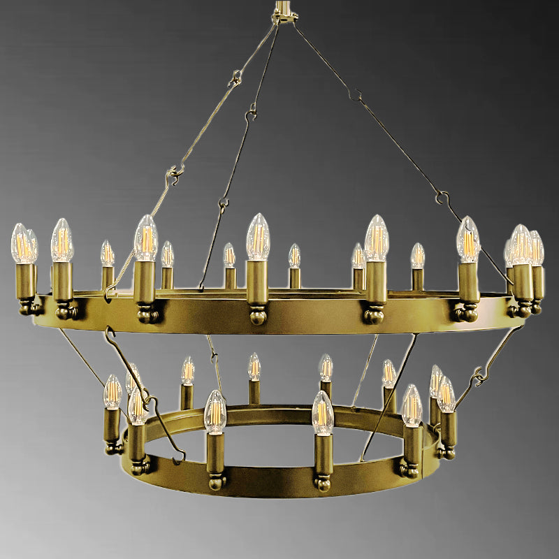 Horizon- Vintage glamorous metallic Filament Round Chandelier 26" 38"/ 50"/ 63"/ 73"