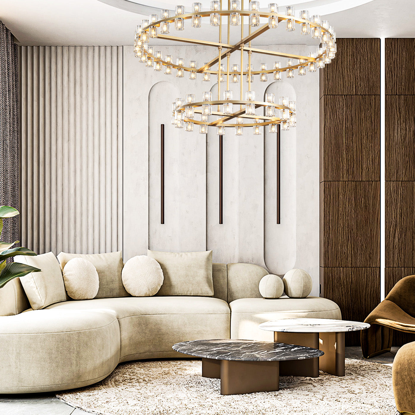 2-Tier Wine-Glass Round Chandelier 60",108-Lights