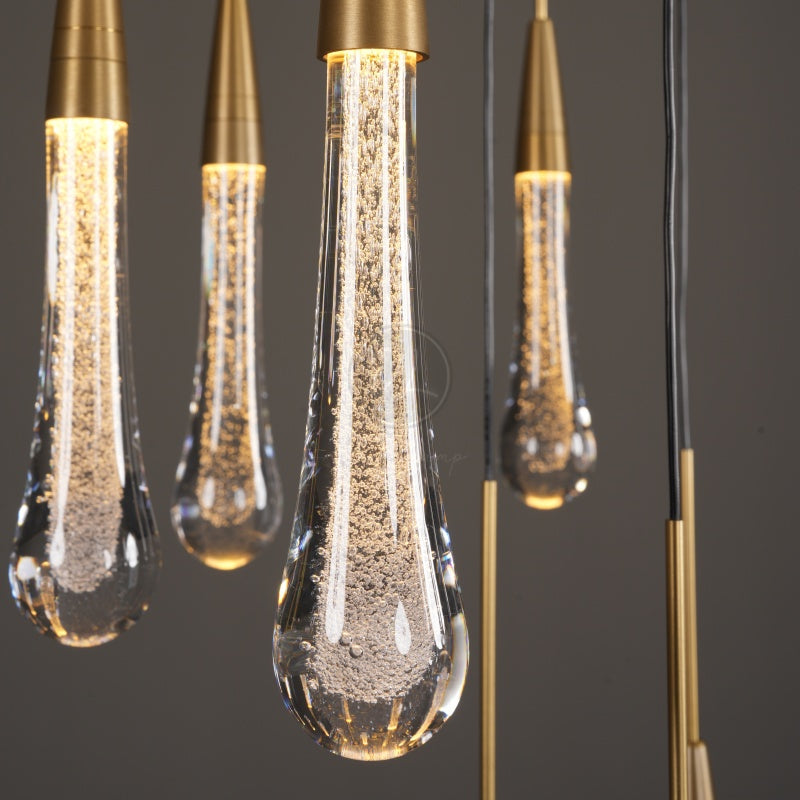 Denise Raindrop Glass Round Solitaire Chandelier