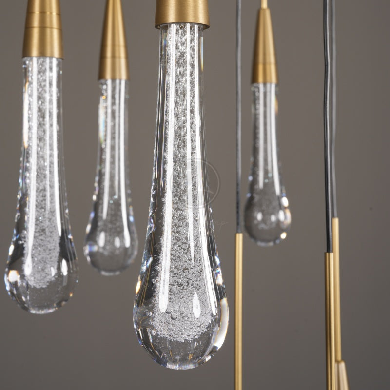 Denise Raindrop Glass Round Solitaire Chandelier