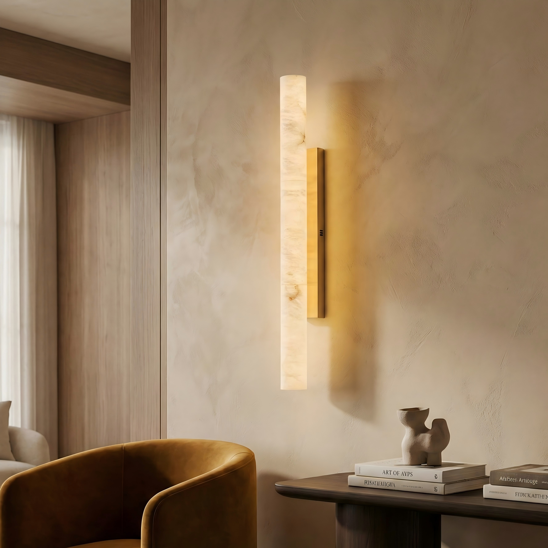 The Celestial 4-Foot Solid Alabaster Grand Sconce