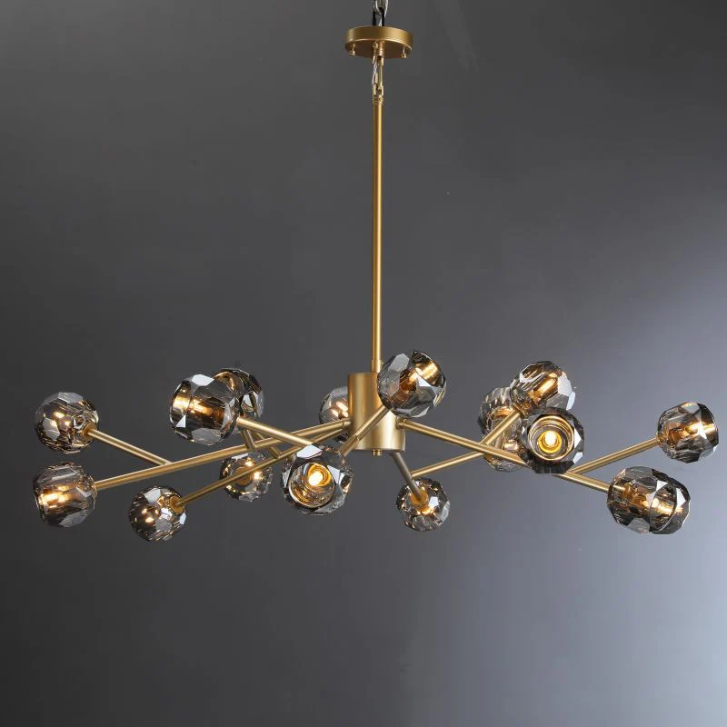 Dawn- Modern Design Niche Unique Hexagonal Crystal Chandelier-Lacquered Brass