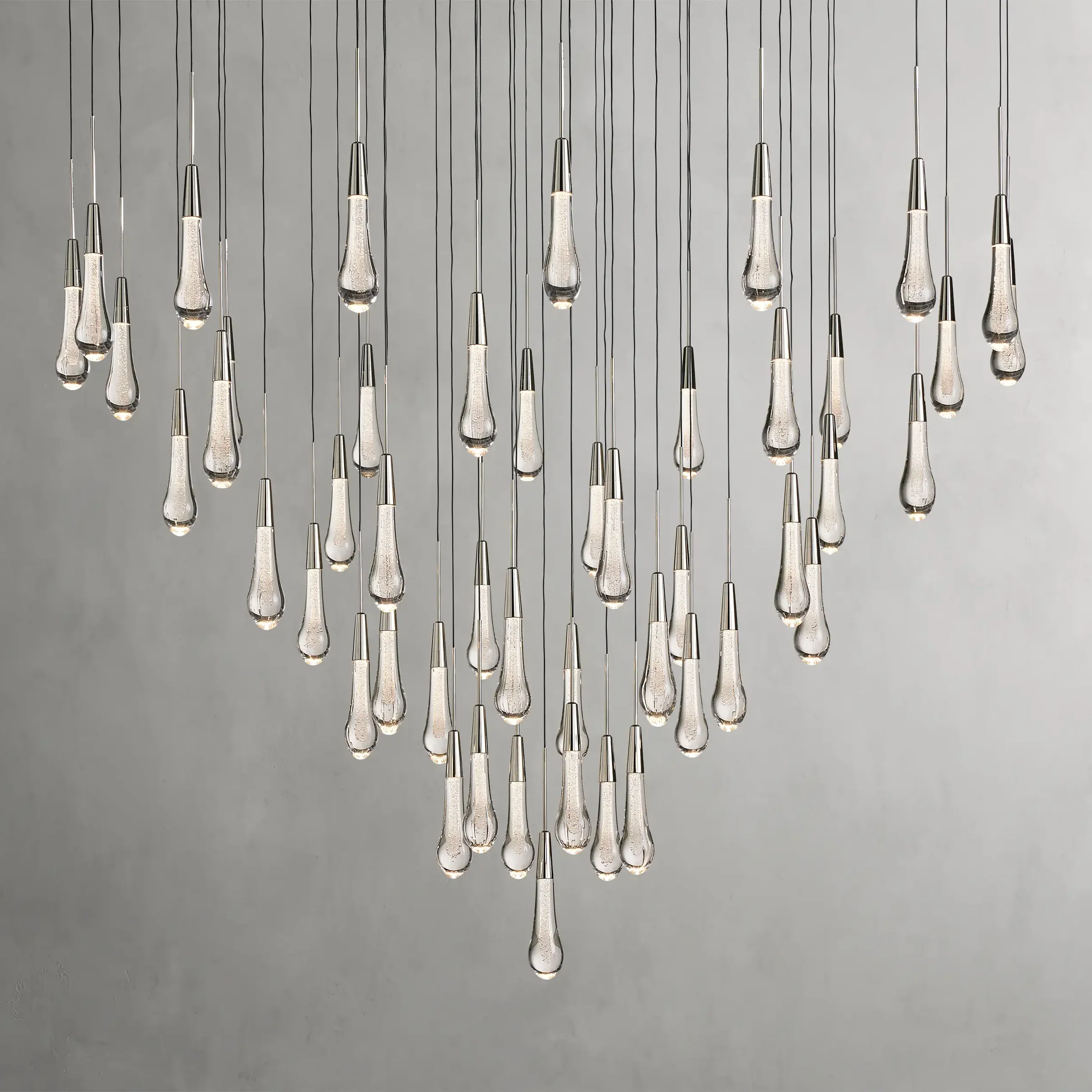 Denise Raindrop Glass Round Solitaire Chandelier