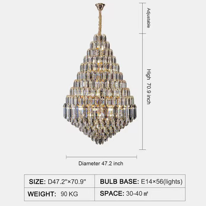 Extra Large D47.2ââ‚?H70.9ââ‚?Luxury Modern Chandeliers For Hotel Lobby Hallway Foyer / Staircase Living Room