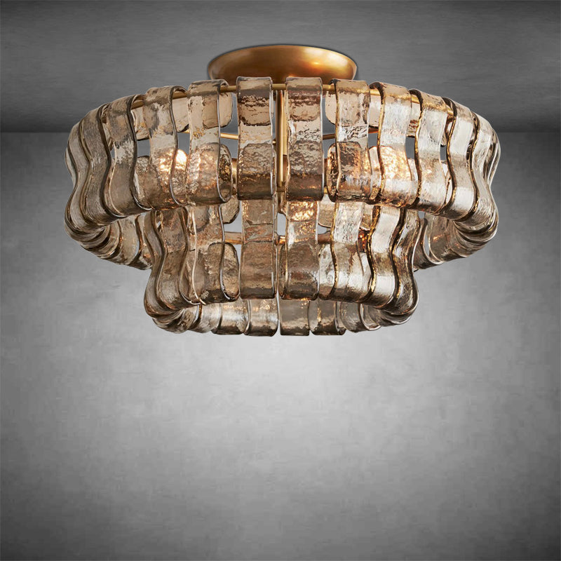Denise Ghiaccio Glass Flush Mount Chandelier For Bedroom