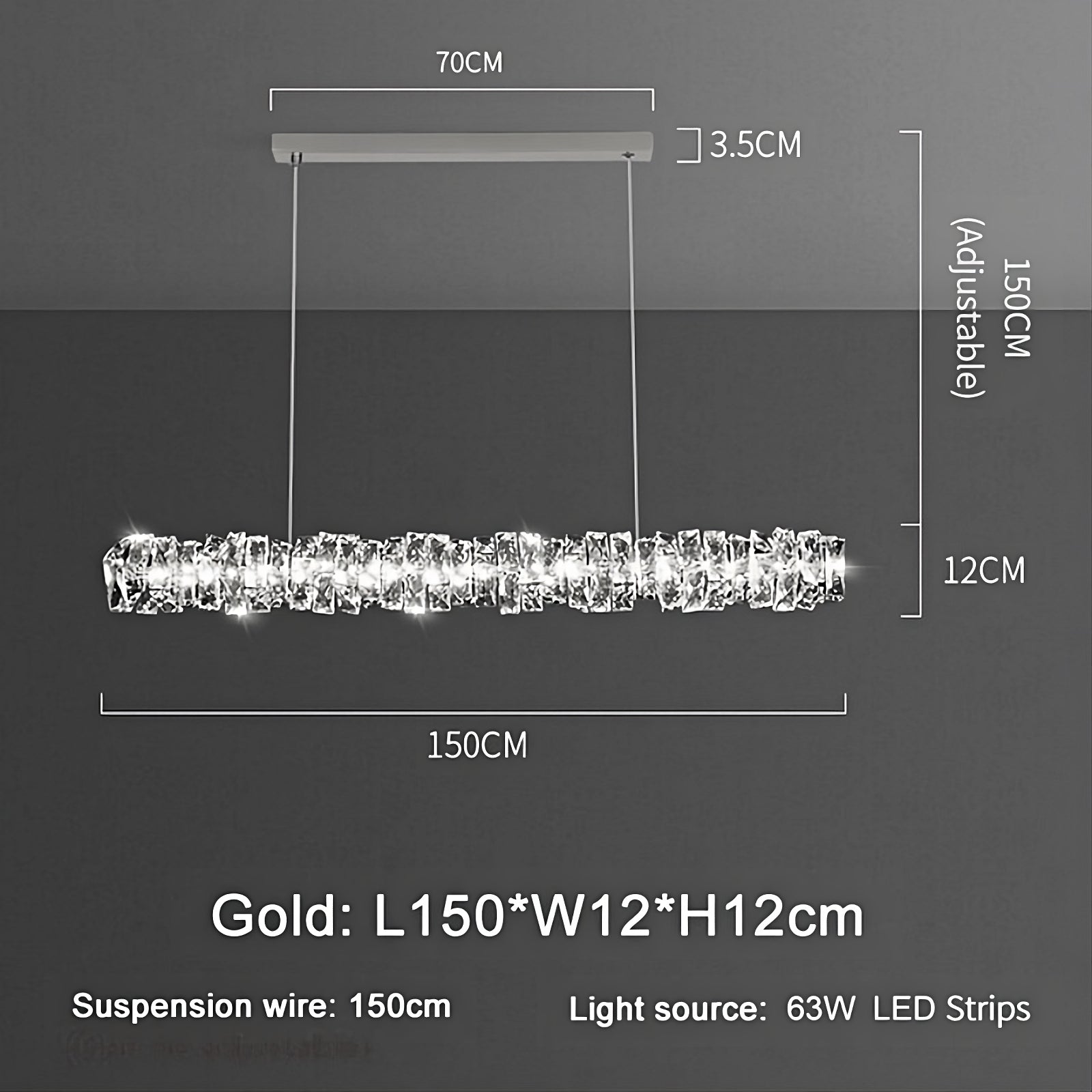 Bacci Modern Crystal Dining Room 60'' Chandelier