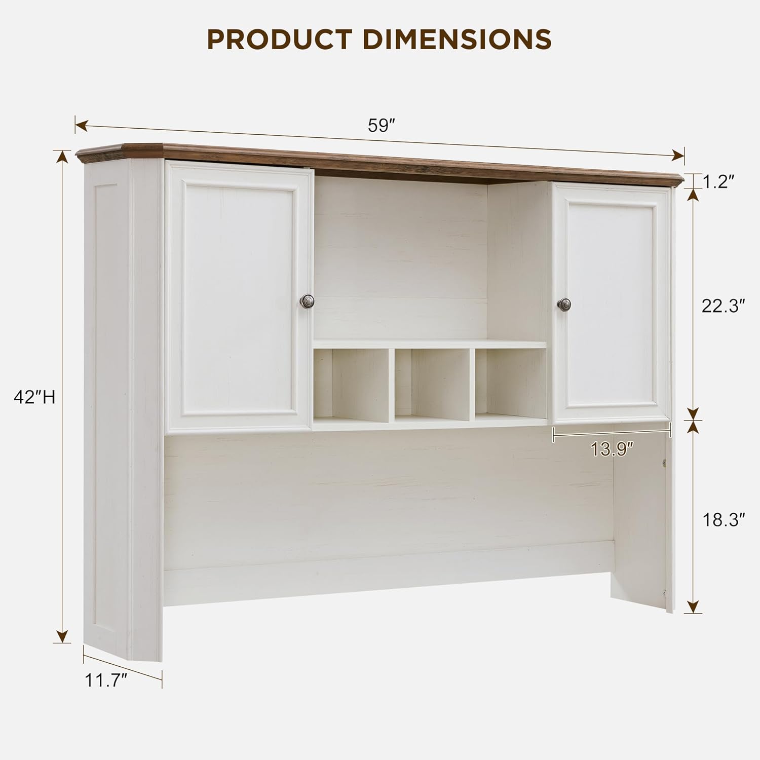 T4TREAM 59" Home Office Desk Hutch with Ample Storage
