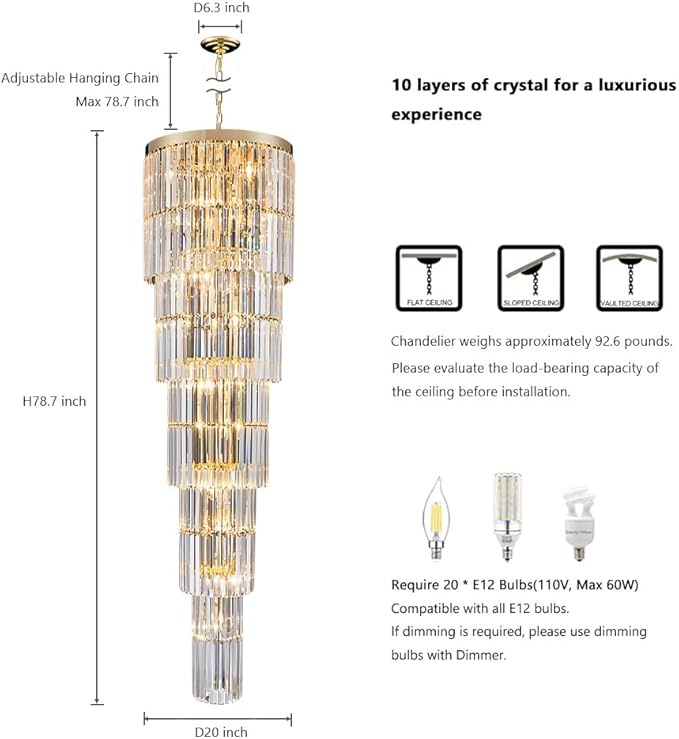 Luxury Modern Long Staircase K9 Chandeliers