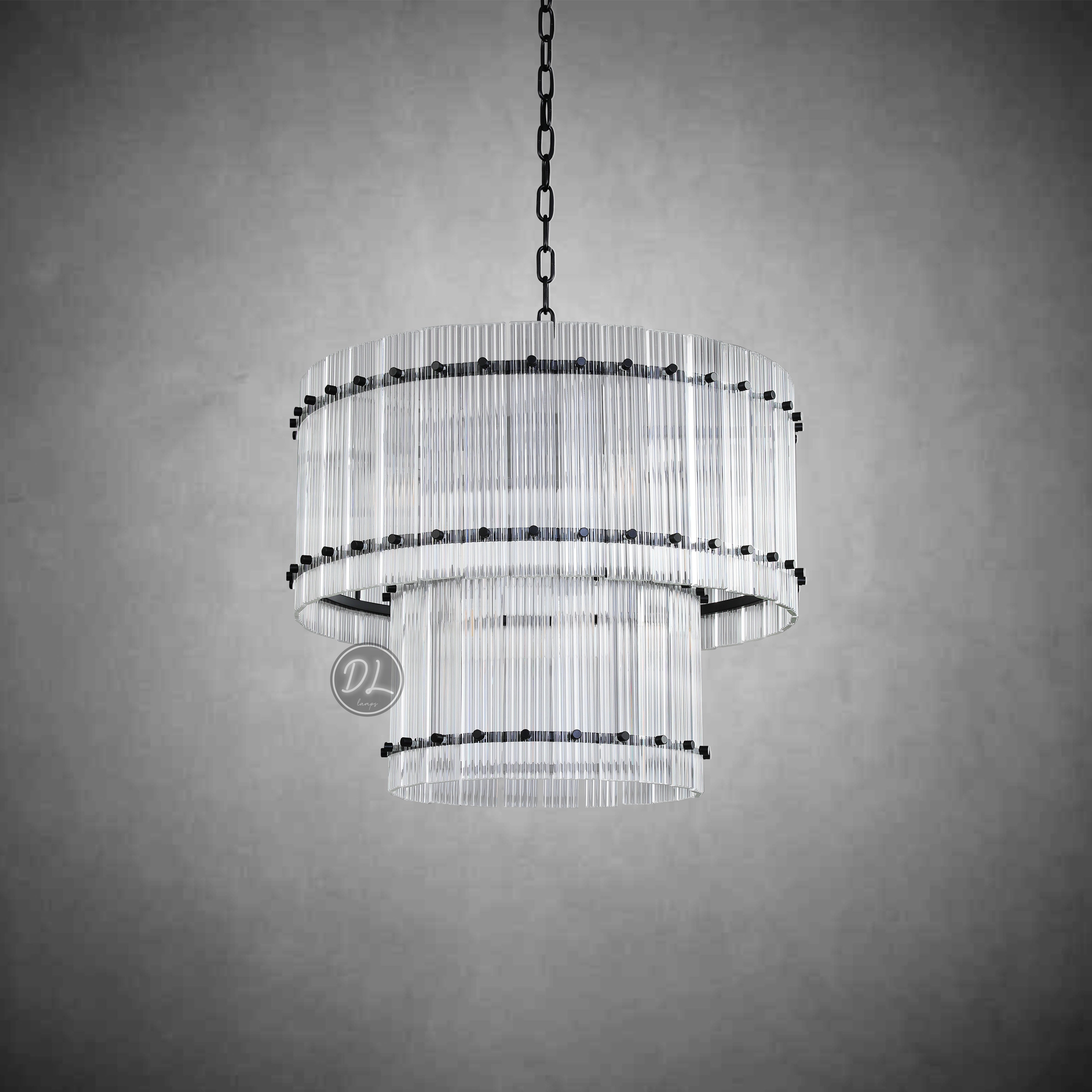 Golden Tea 2-Tier Round Glass Chandelier 22"