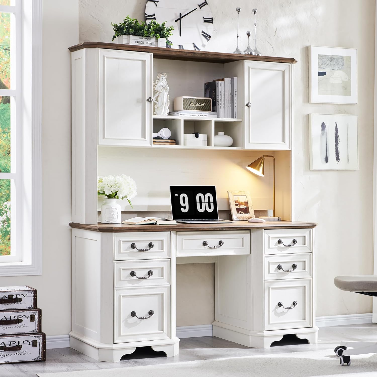 T4TREAM 59" Home Office Desk Hutch with Ample Storage