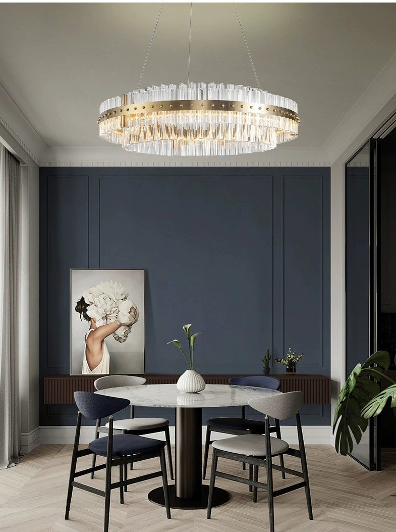 Denise Aquinox 2-Tier Oval Crystal Ring LED Chandelier