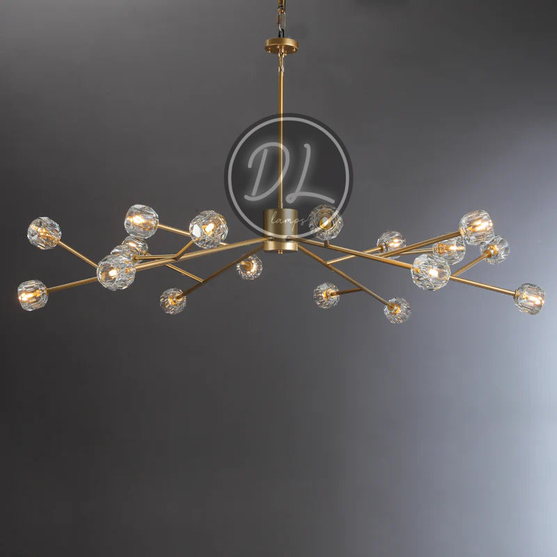 Dawn- Modern Design Niche Unique Hexagonal Crystal Chandelier-Lacquered Brass