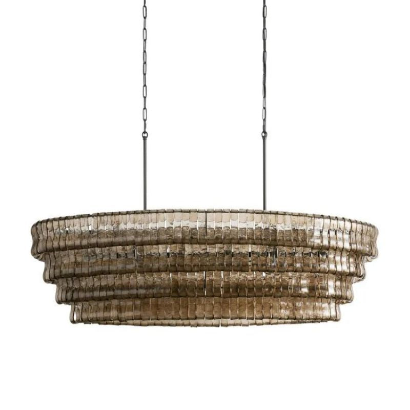 Denise Ghiaccio Oval Chandelier in Glass Brass 54"/65"