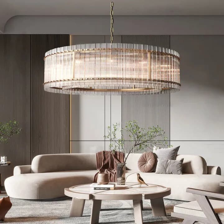 Golden Tea Modern Round Glass Chandelier 60"