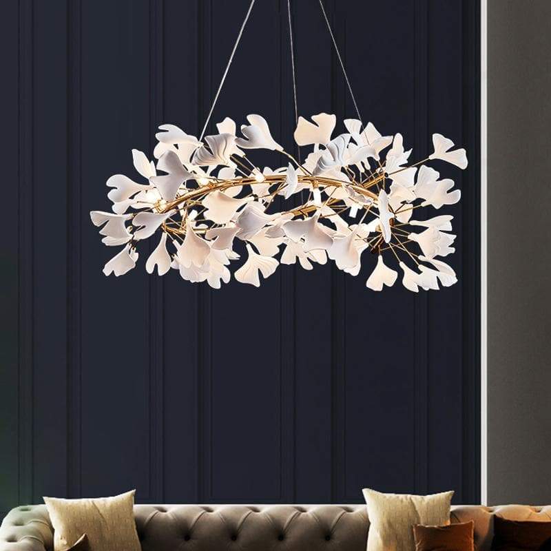 Denise Ceramic Ginkgo Round Copper Chandelier