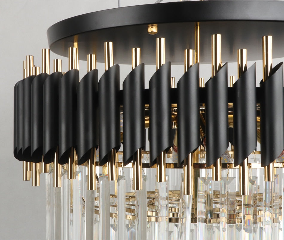 Deniselamp® Glacia Grand Black Modern Crystal Flush Mount Chandelier