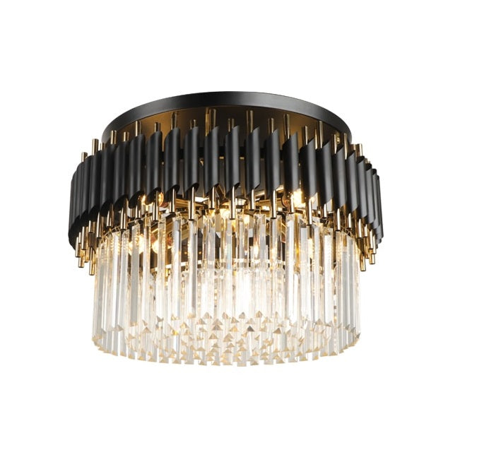Deniselamp® Glacia Grand Black Modern Crystal Flush Mount Chandelier