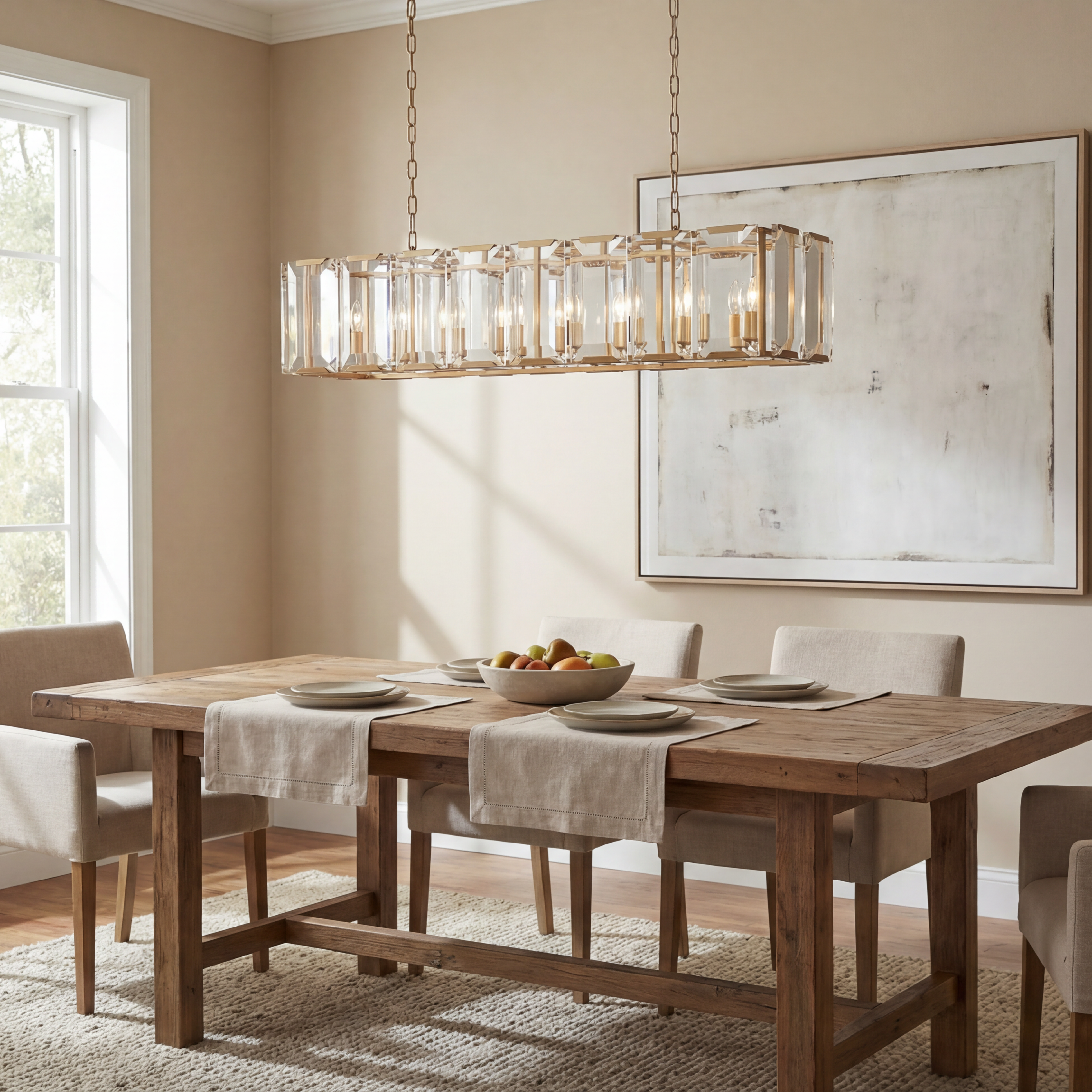 Hartley Crystal Rectangle Chandelier Faceted Glass Prism