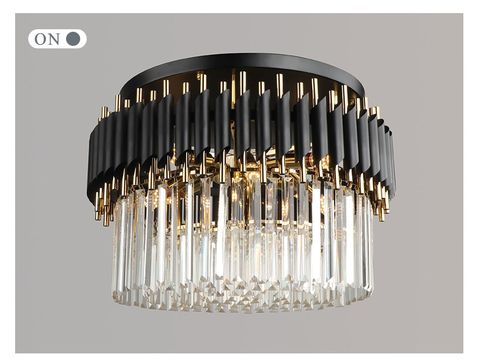 Deniselamp® Glacia Grand Black Modern Crystal Flush Mount Chandelier