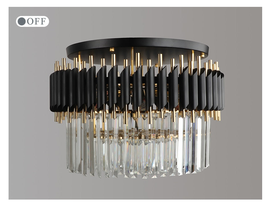 Deniselamp® Glacia Grand Black Modern Crystal Flush Mount Chandelier