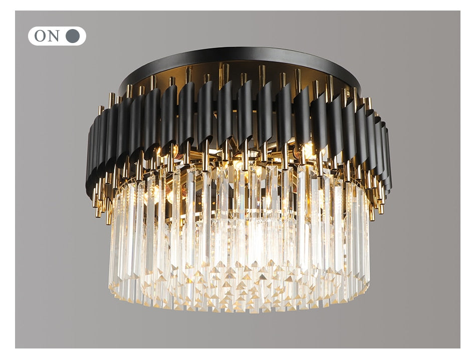 Deniselamp® Glacia Grand Black Modern Crystal Flush Mount Chandelier