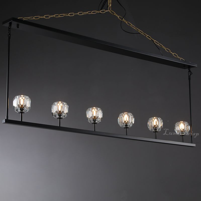 Dawn- Modern Design Niche Unique Hexagonal Crystal Ball Linear Chandelier 48"/60" Over Dining Table