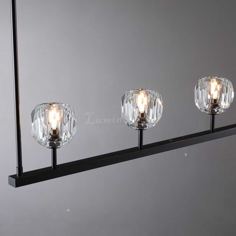 Dawn- Modern Design Niche Unique Hexagonal Crystal Ball Linear Chandelier 48"/60" Over Dining Table